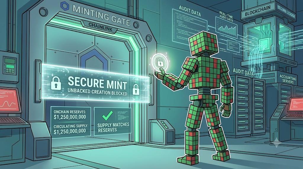 Chainlink Secure Mint programmatic controls preventing unbacked stablecoin issuance.