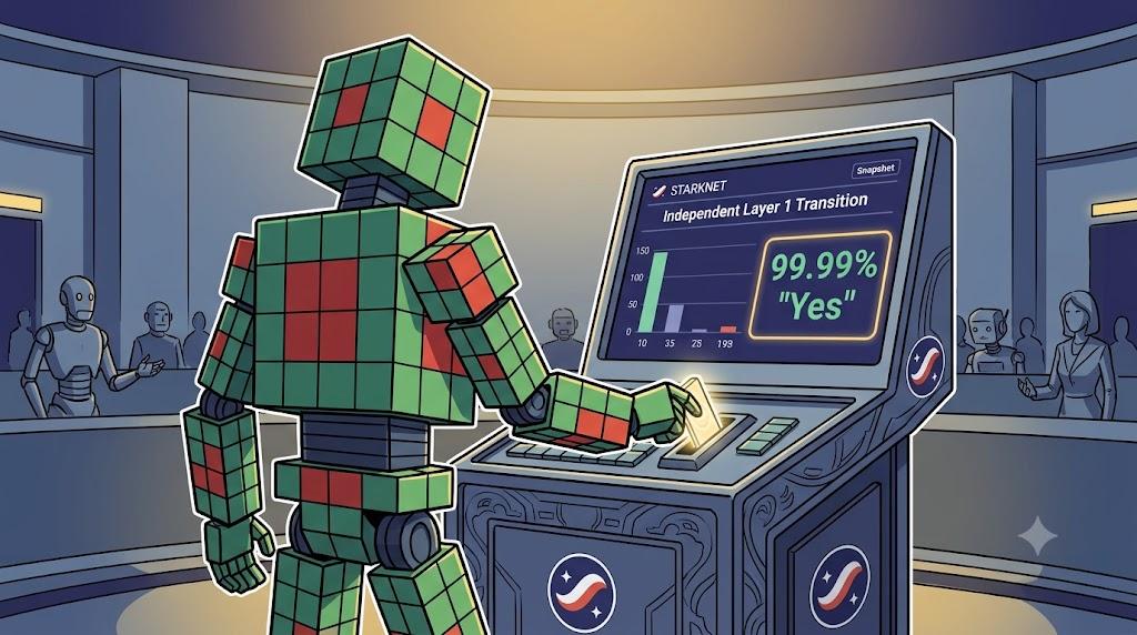 Robot casting Snapshot vote for post-quantum Starknet Layer 1 research