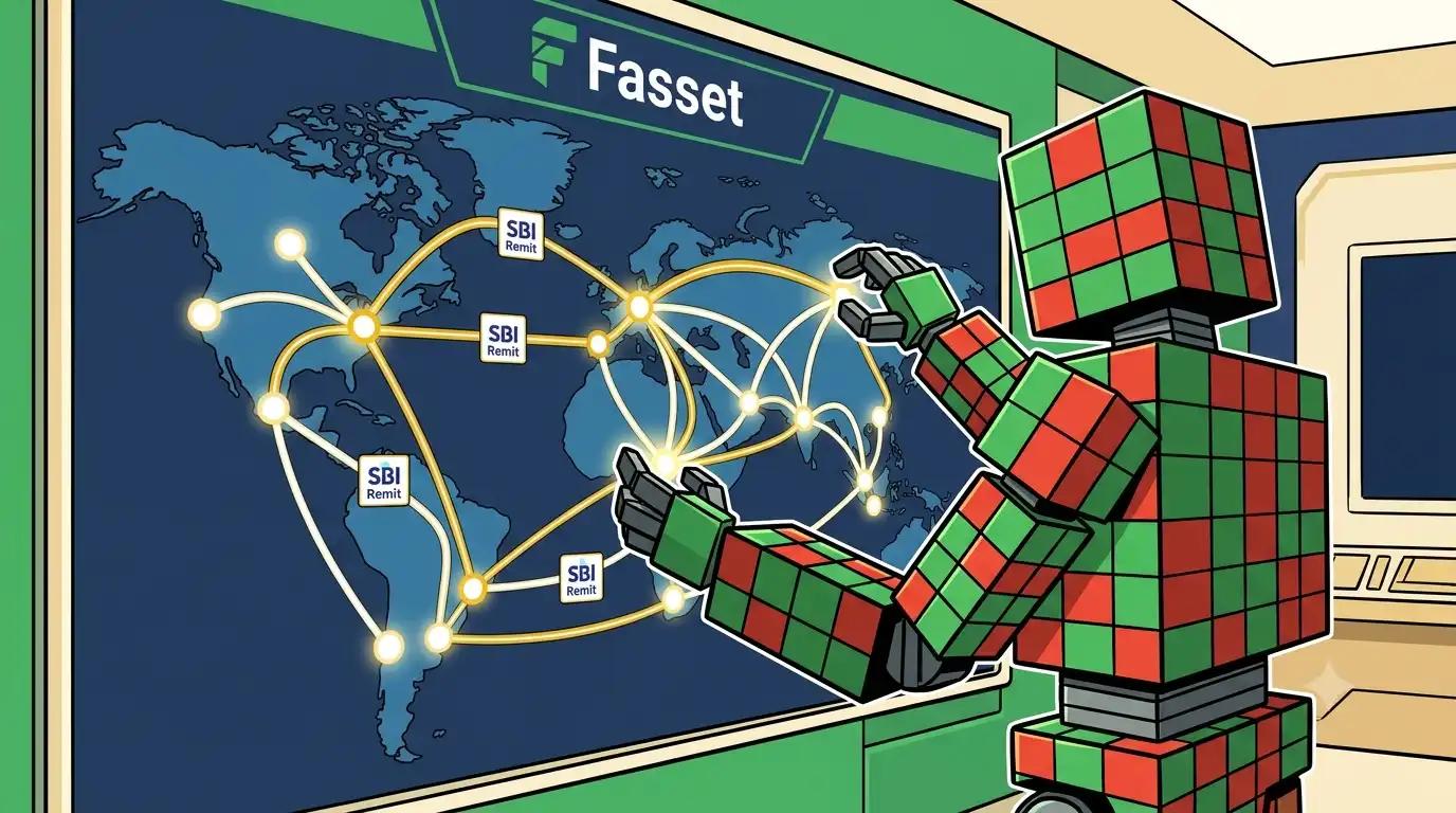 AI-enabled neobank system routes stablecoin settlement across Fasset financial corridors