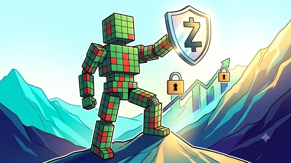 Robot celebrates Zcash rally following successful NU7 governance vote outcome