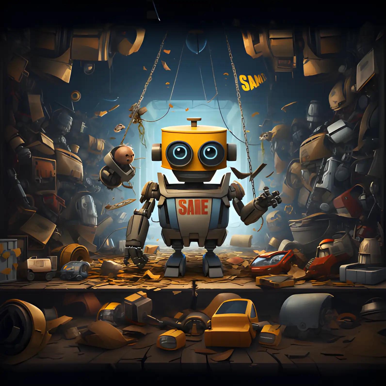 Animated judge robot weighing Binance and SEC in legal dispute