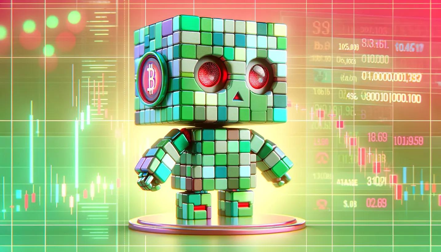 Chibi robot analyzing crypto data, aligned with how to become a day trader with $100