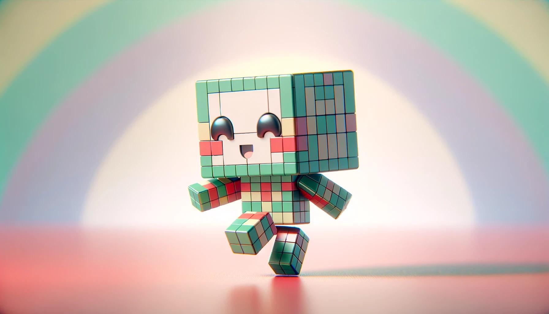 Chibi robot dancing, symbolizing big companies investing in NFT