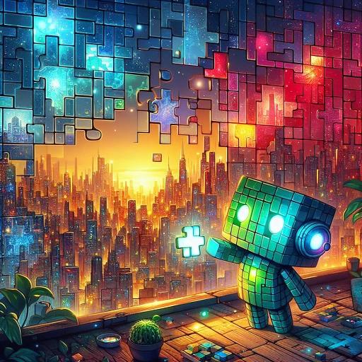 Cityscape artwork in cubist style represents fractional ownership, symbolizing potential of fractional NFTs (ERC-404 & DN-404)