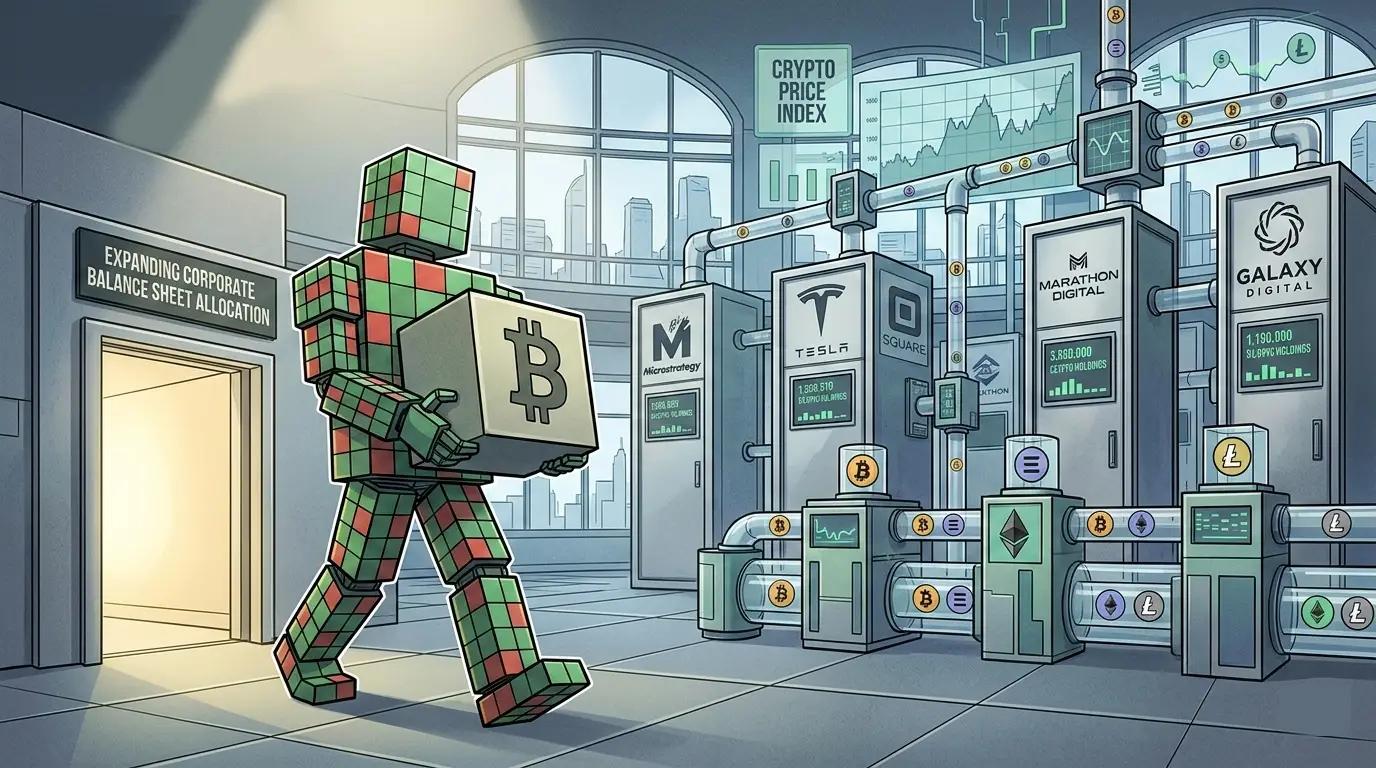 Corporate treasuries compete storing bitcoin as crypto price index expands.