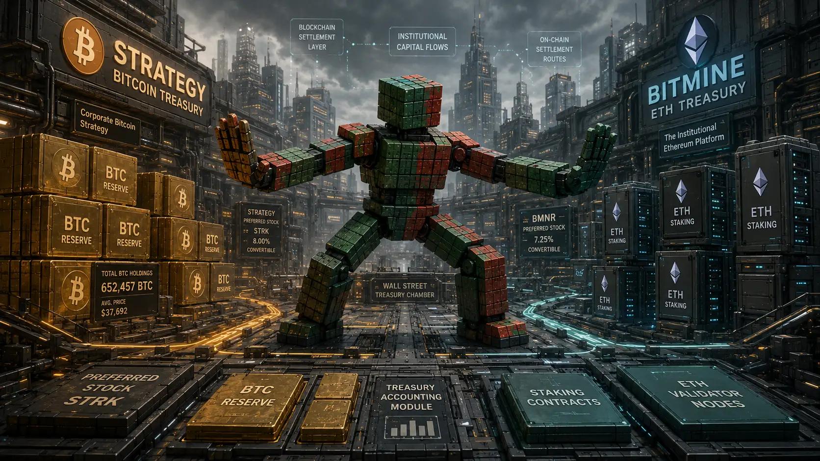 Crypto treasury battleground in sci-fi city