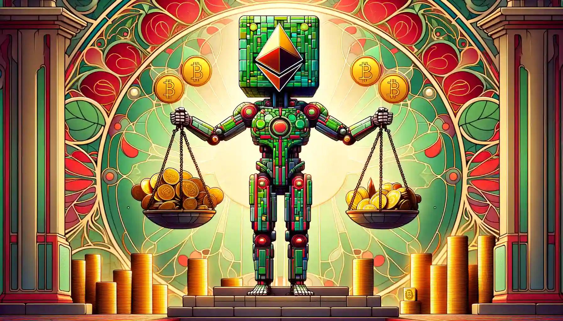 Cubic humanoid robot balances Ethereum and US dollars in exchange