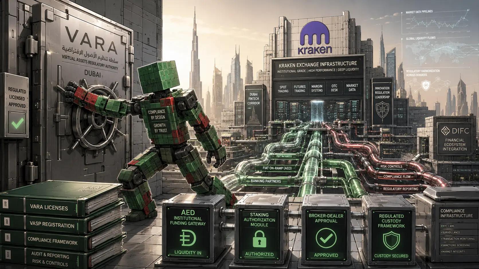 Futuristic Dubai fintech and compliance hub