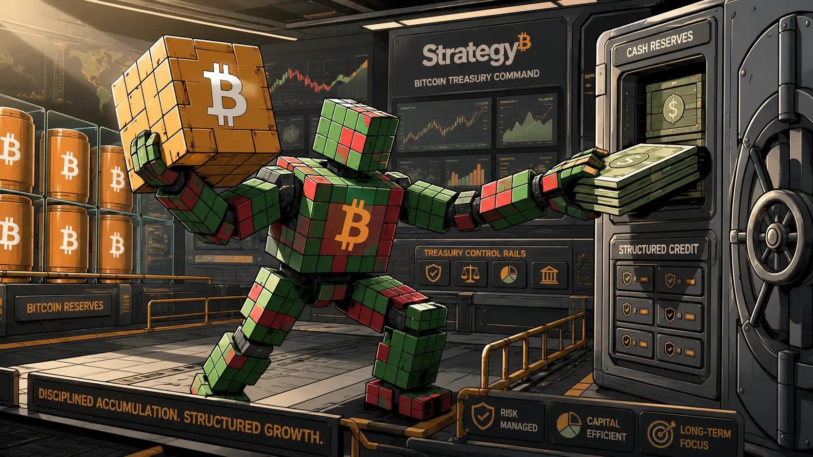 Futuristic bitcoin treasury command center
