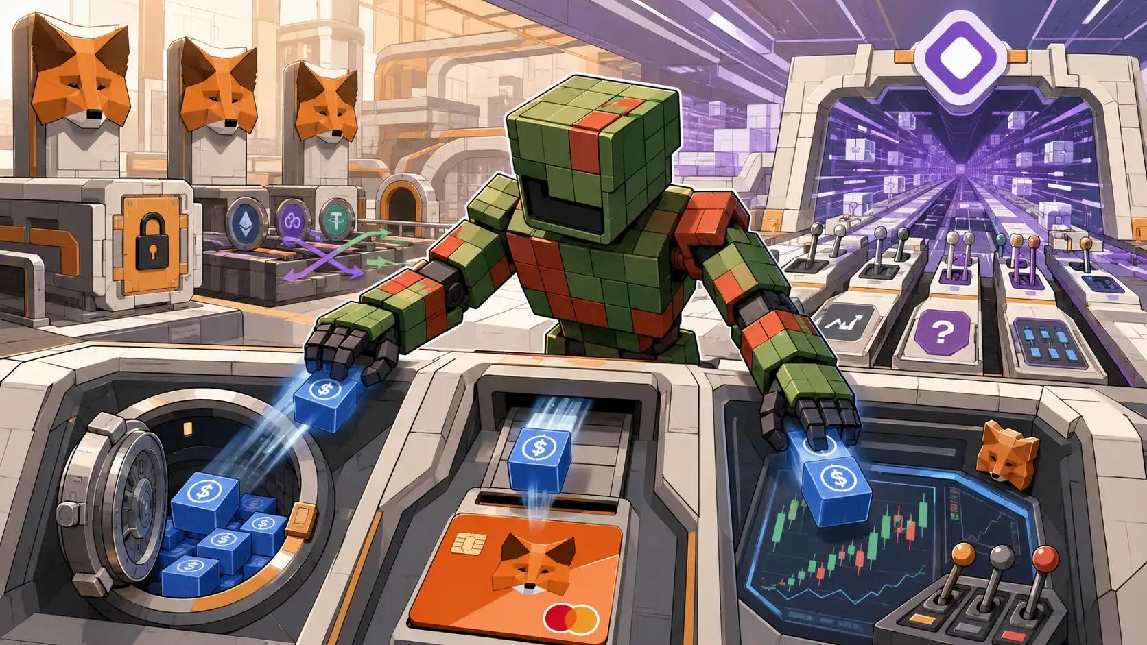 Futuristic crypto command center interaction