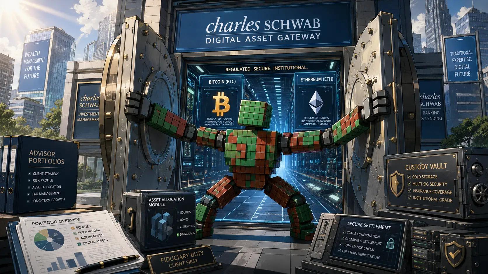 Futuristic digital asset gateway entrance