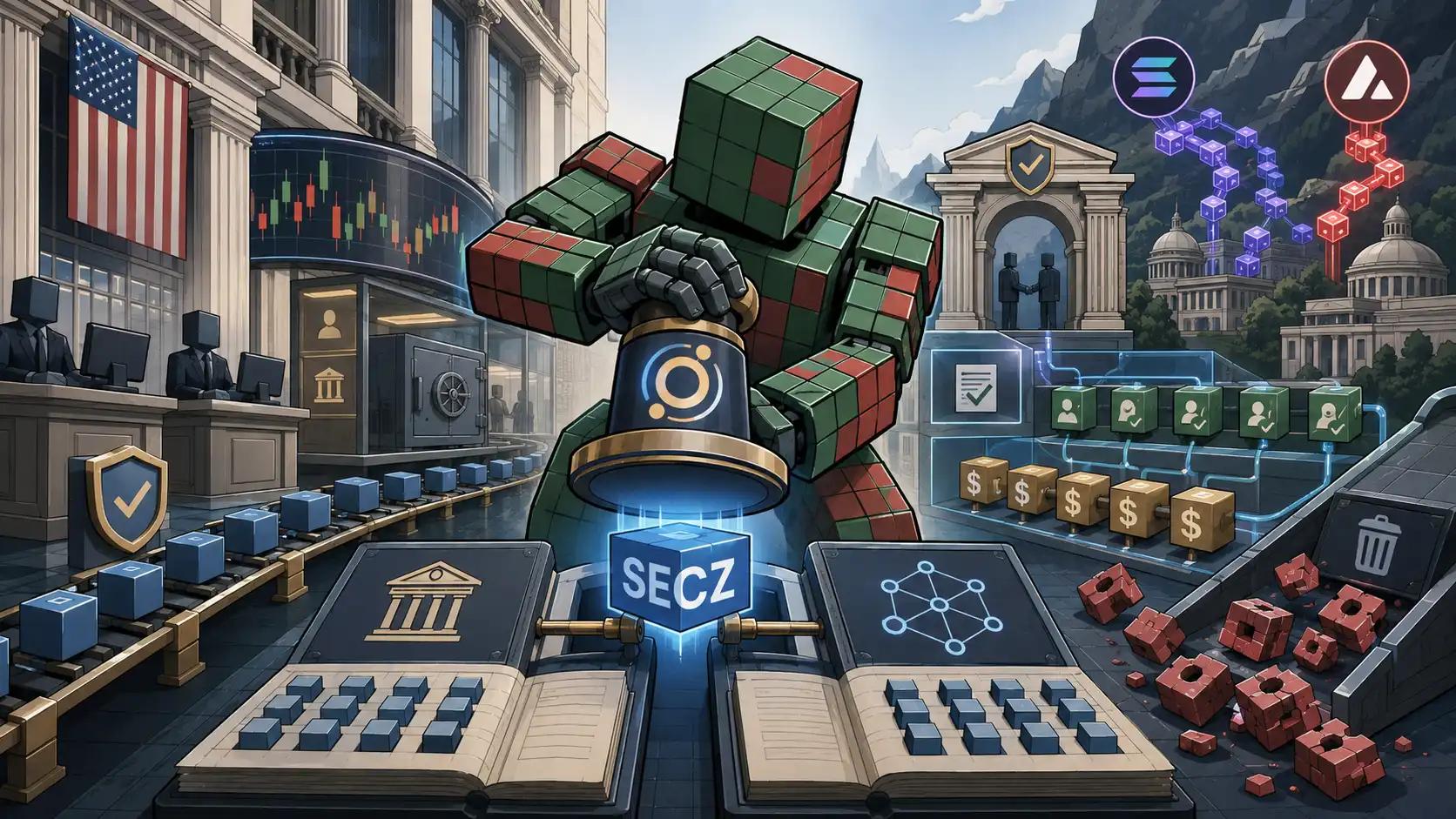 Futuristic financial ecosystem in motion