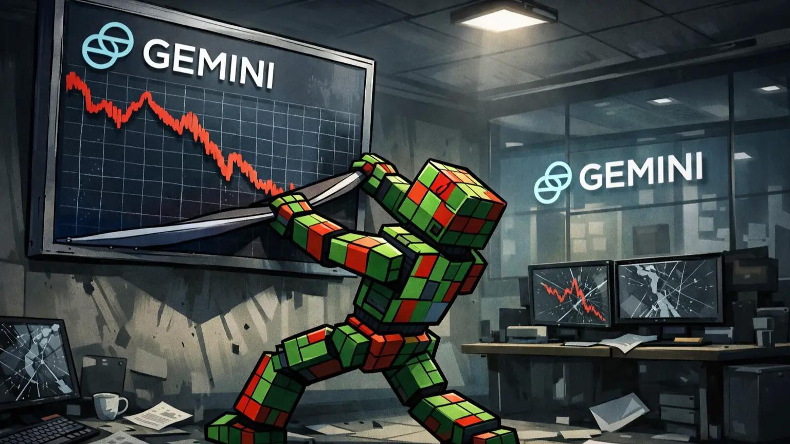 Gemini stock crash visualized in crypto price index collapse