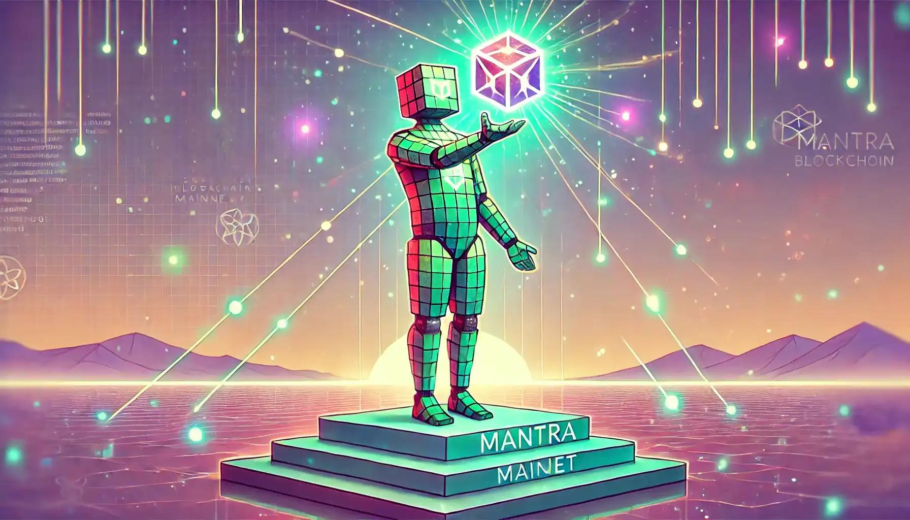 Humanoid robot raises tokenized RWA cube, linked to Mantra blockchain