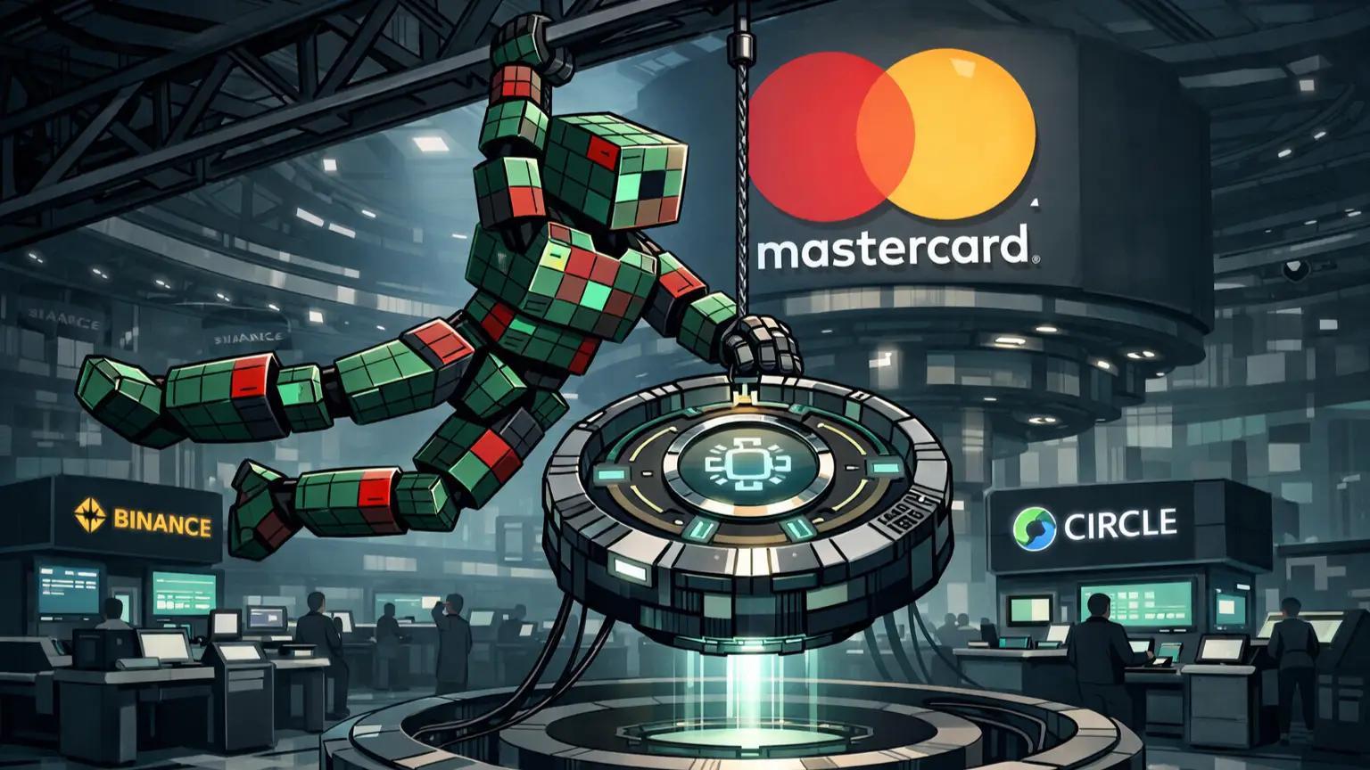 Mastercard blockchain network robot installs global crypto settlement hub.