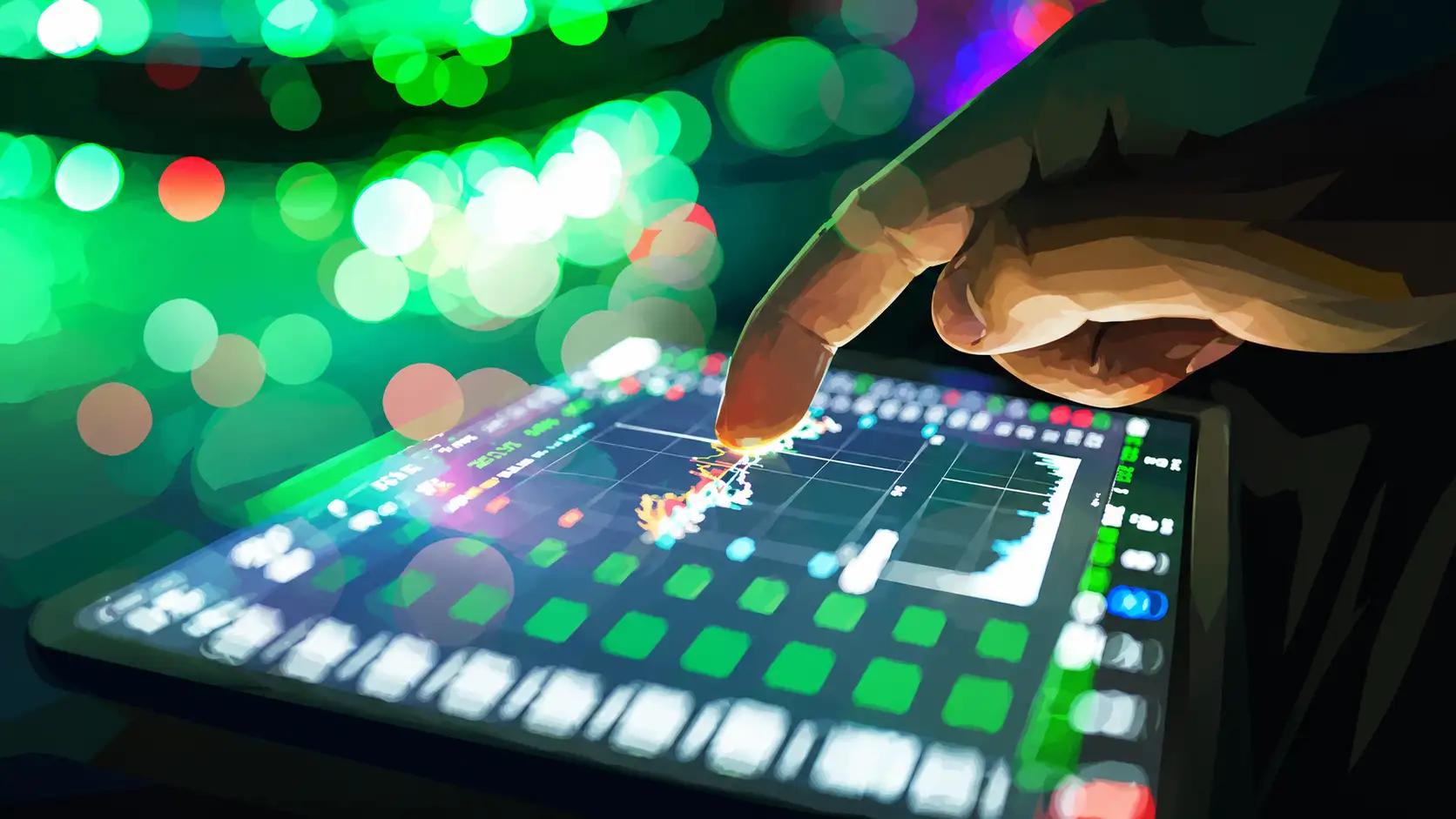 Neon touch on financial chart