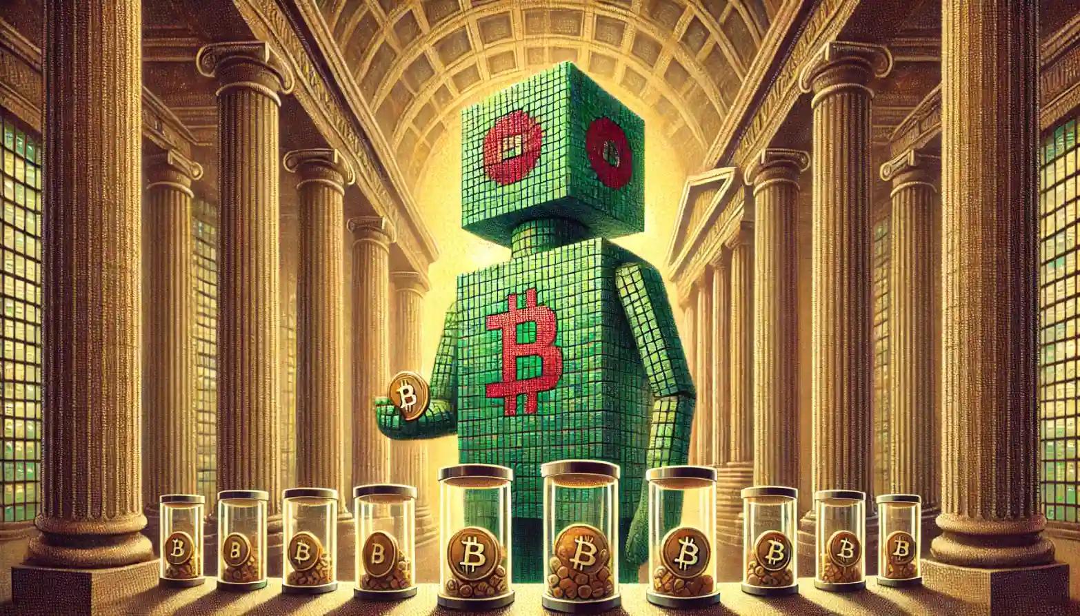 Pointillist robot secures Bitcoin in a grand treasury vault