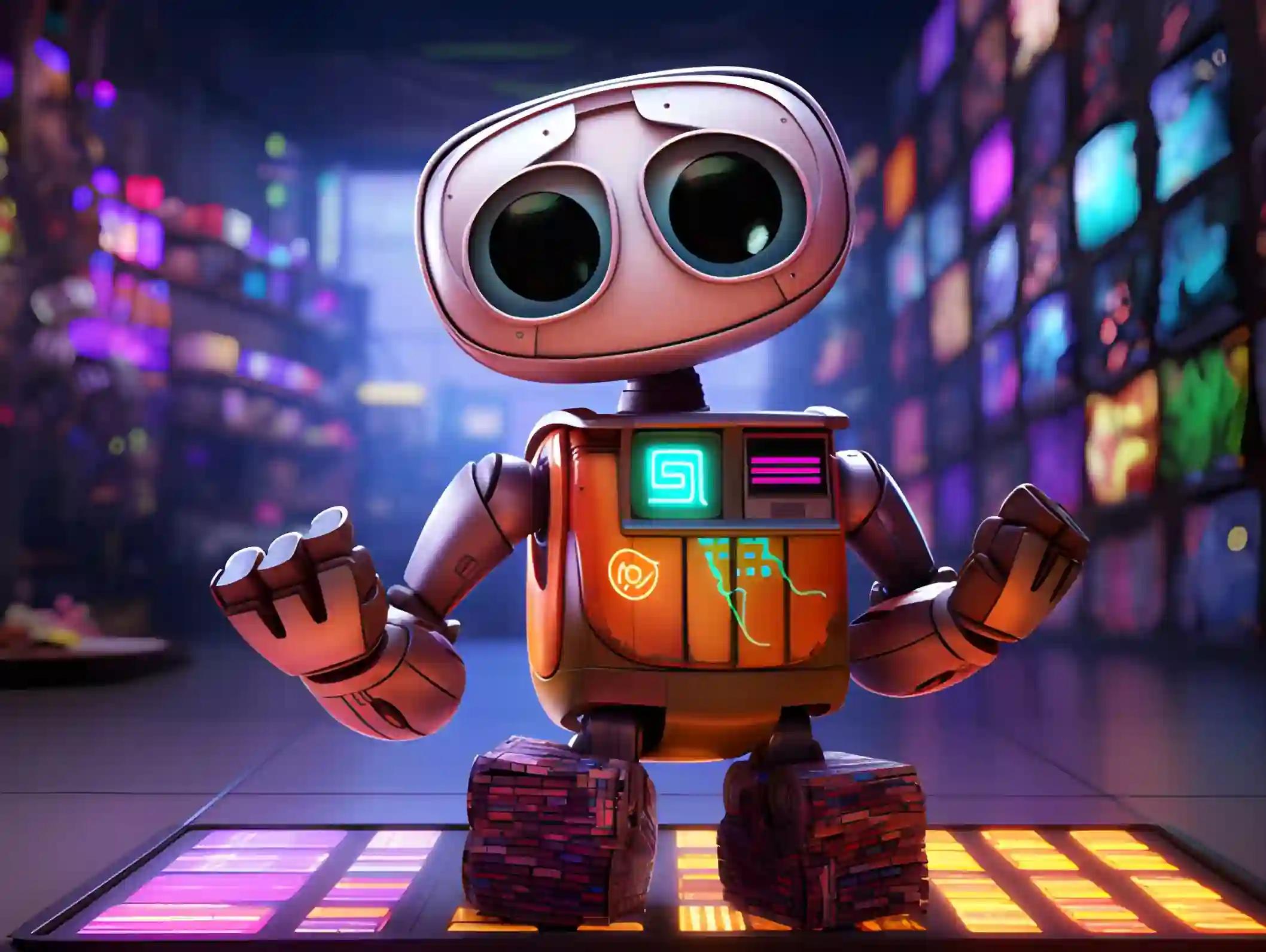 Robot actively studying NFT data, exploring 'what happened to NFTs'