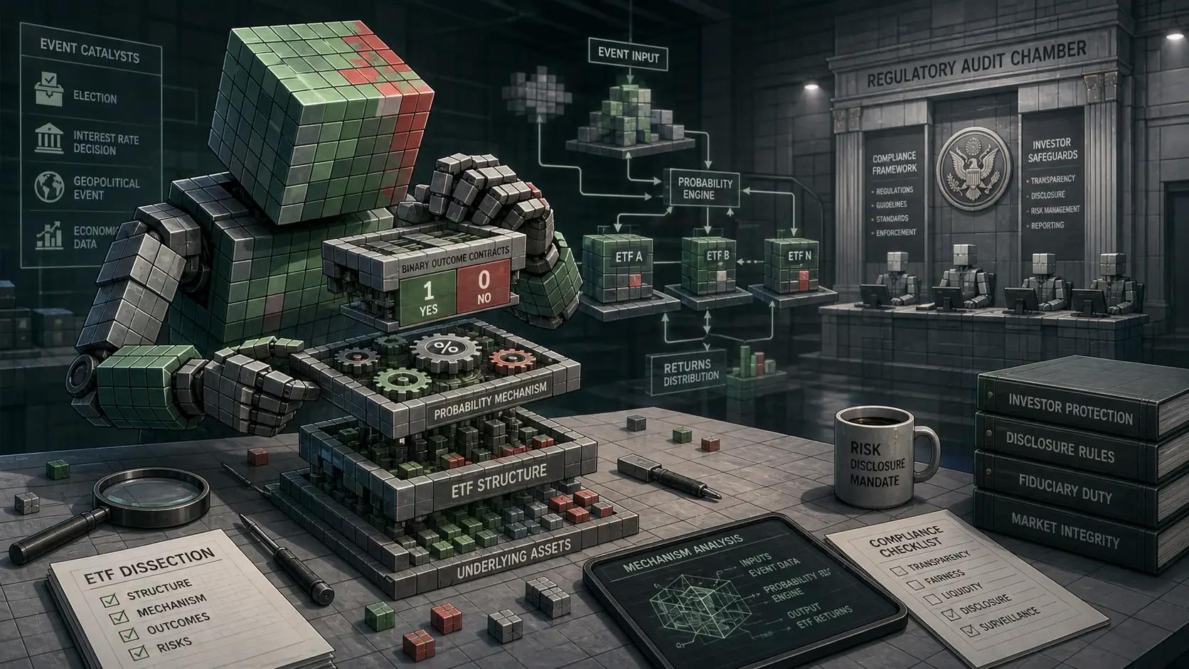 Robot analyzing ETF structure in lab