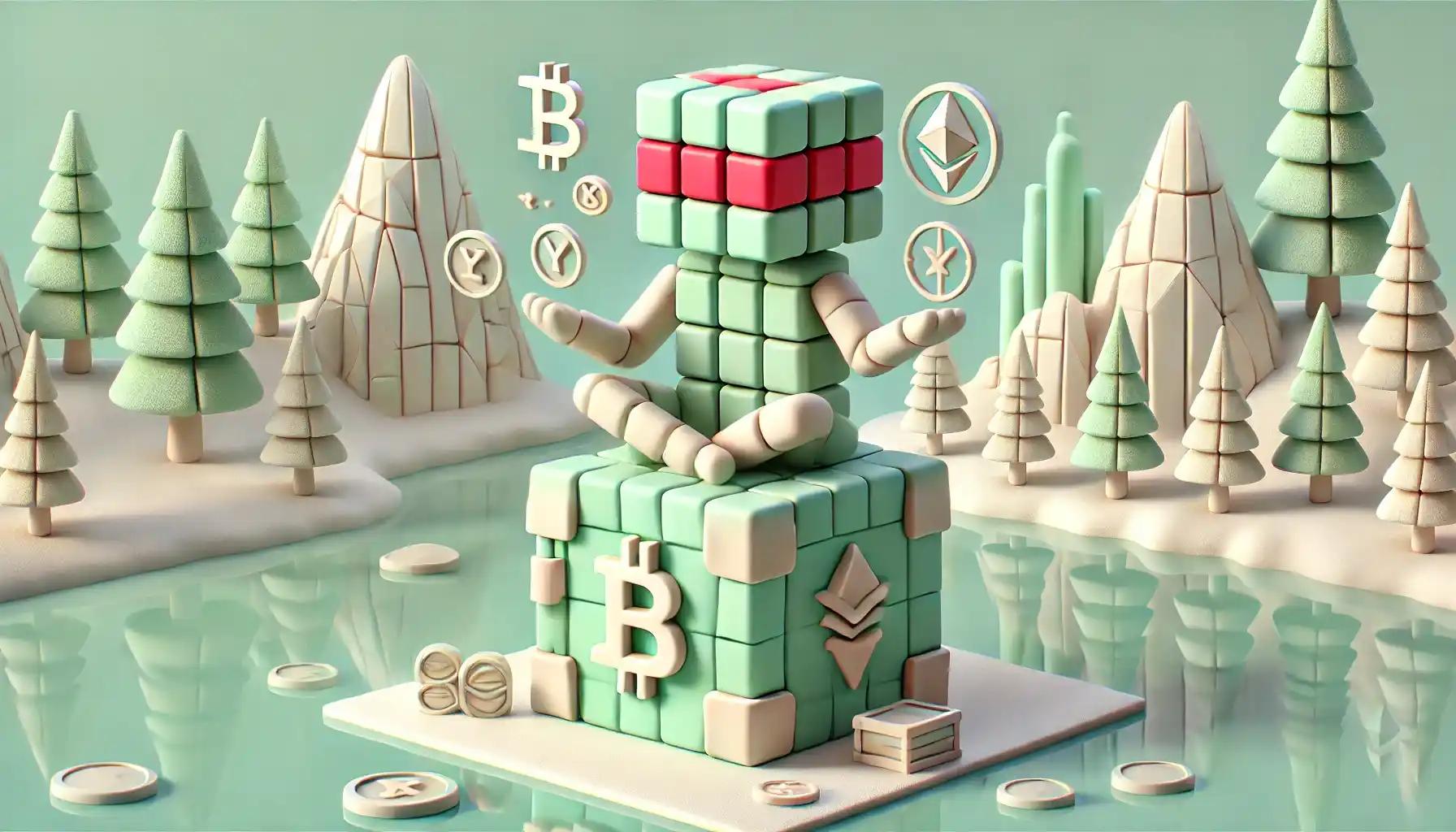 Robot animating fiat-crypto interface near Nordic vault