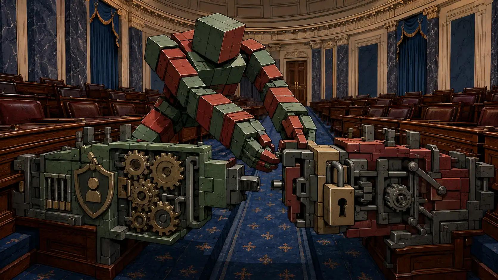 Robot assembly in legislative chamber