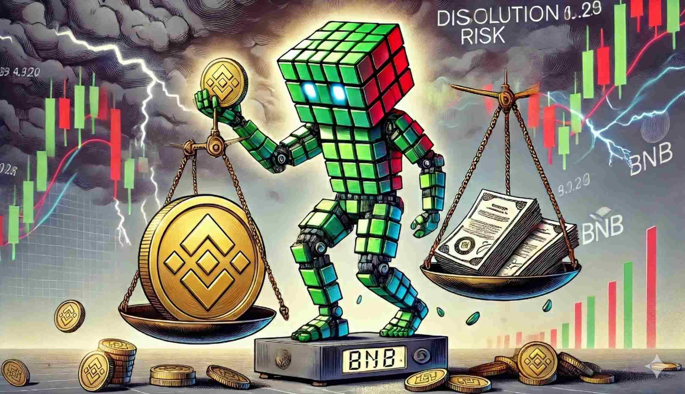 Robot balances heavy crypto asset against legal risks and staking removal