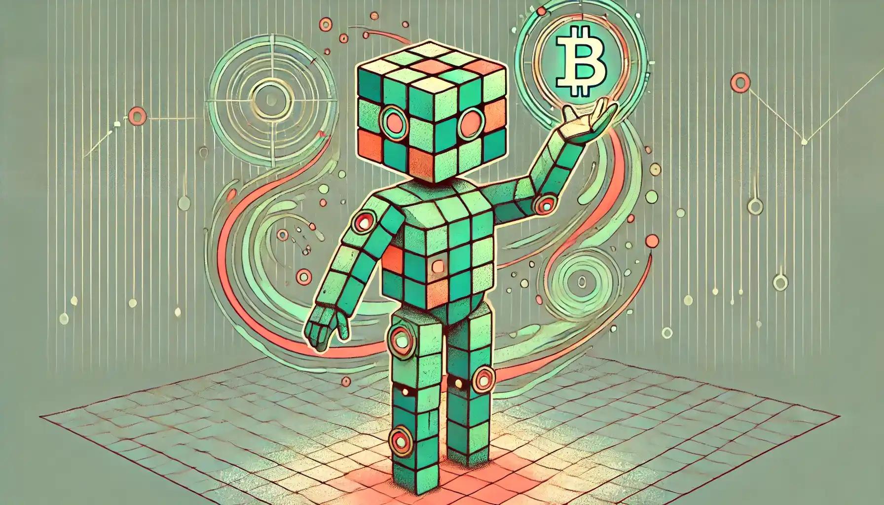 Robot drills Bitcoin cavern, showcasing energy-efficient crypto mining operations