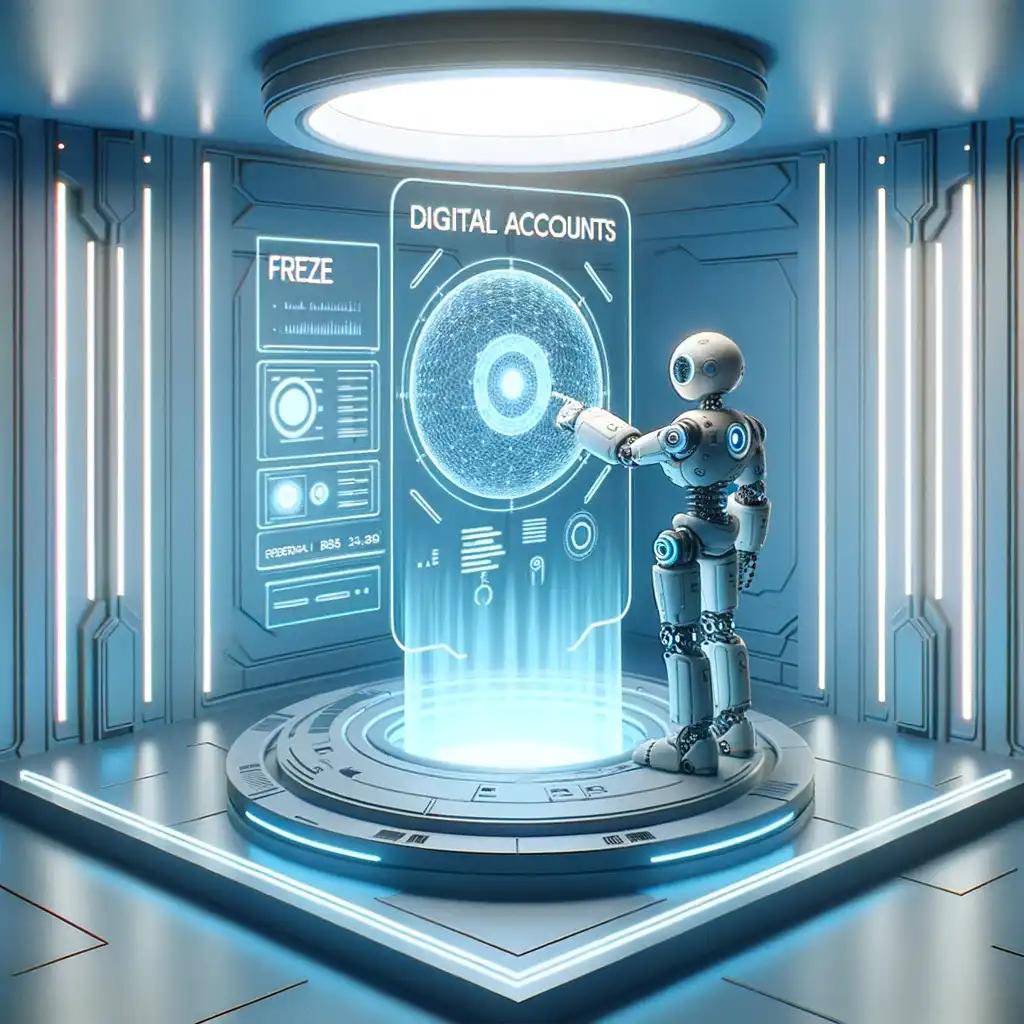 Robot freezing digital accounts holographically