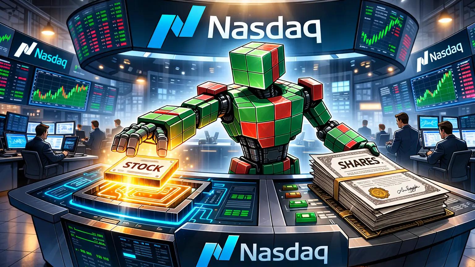 Robot handles tokenized securities inside Nasdaq trading floor system