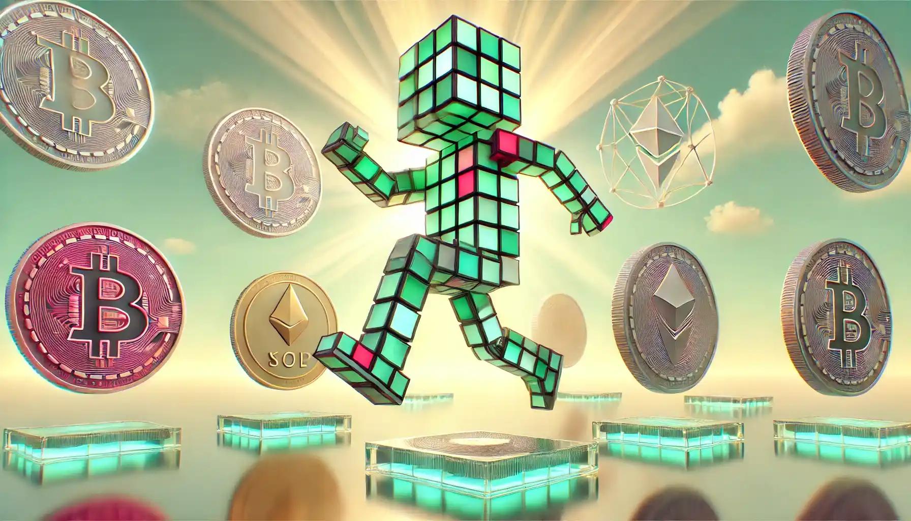 Robot jumps across tokens in surreal XRP ETF scene