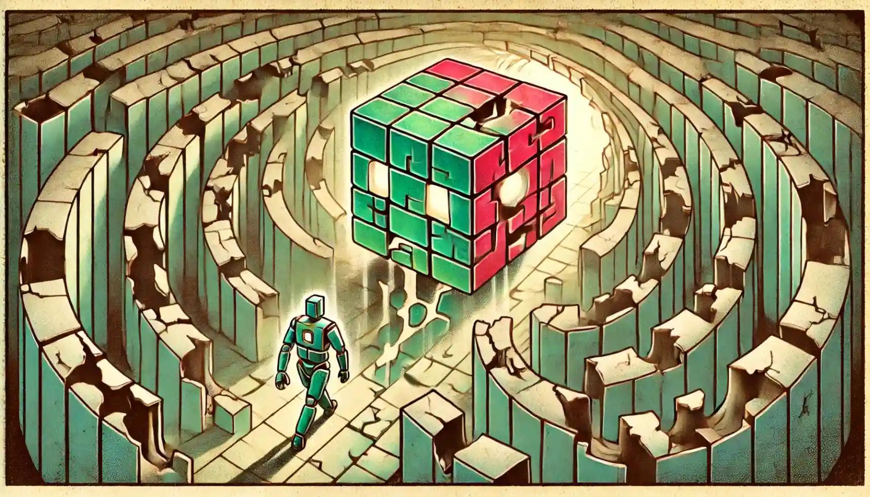 Robot navigates shattered CEL tokens, symbolizing Celsius Network’s downfall