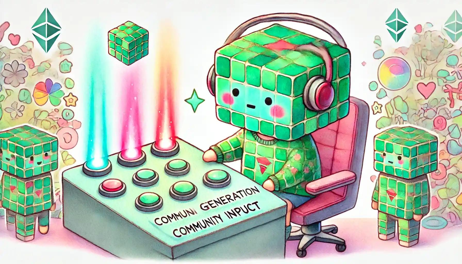 Robot operates token generation with light beams, pastel console