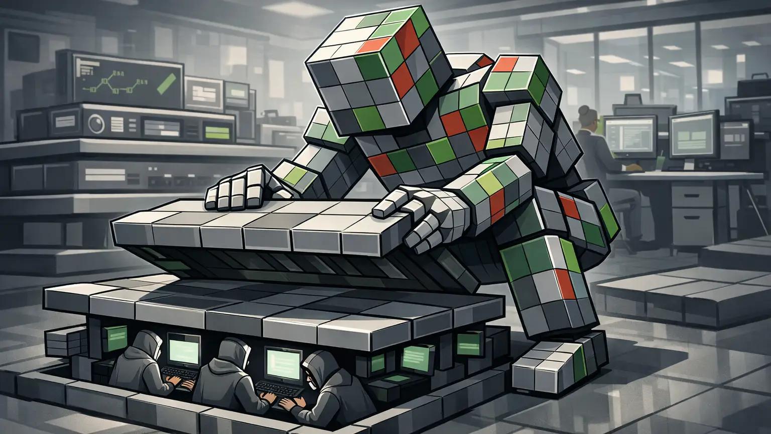 Robot reveals hidden workstations below platform