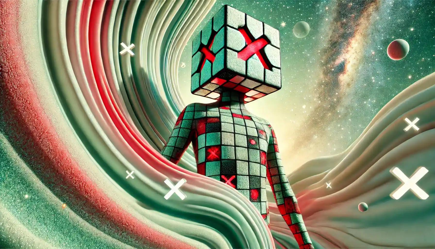 Robot riding liquidity wave holding XRP tokens