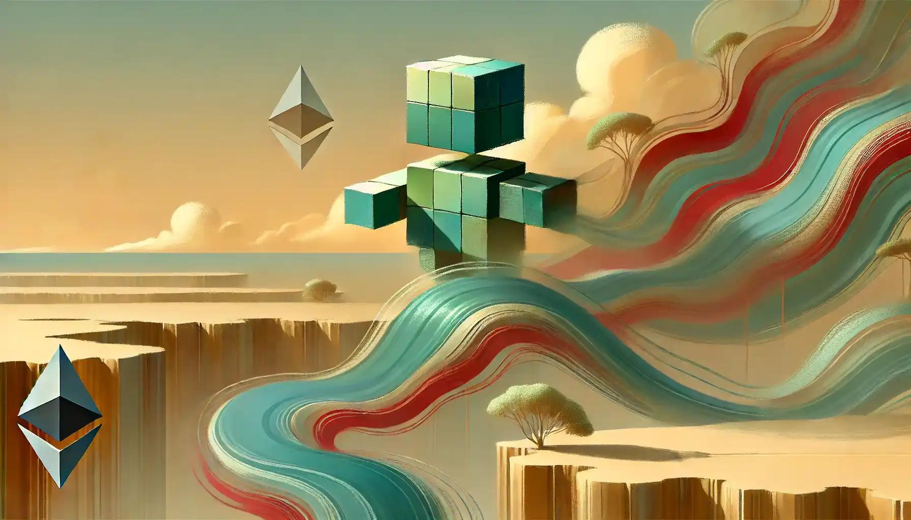 Robot riding token flow between ETH and Solana staking