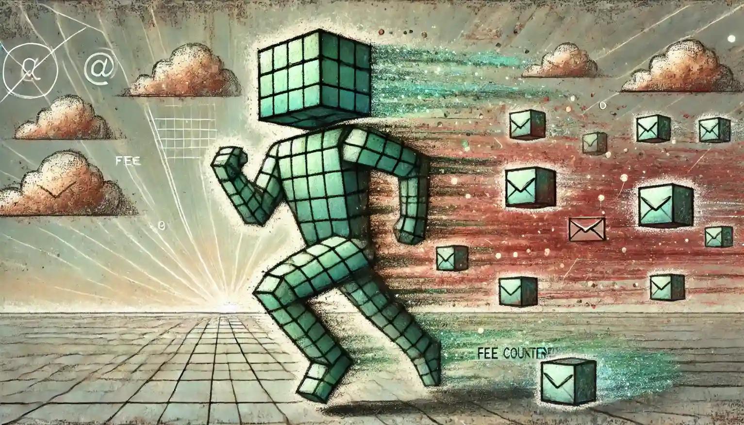 Robot rushes through message portal hallway — Crypto spam