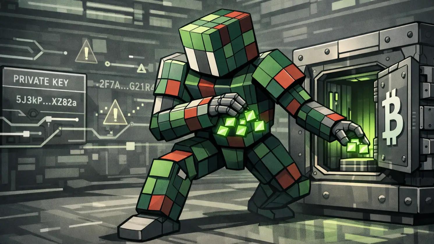 Robot securing Bitcoin keys in vault