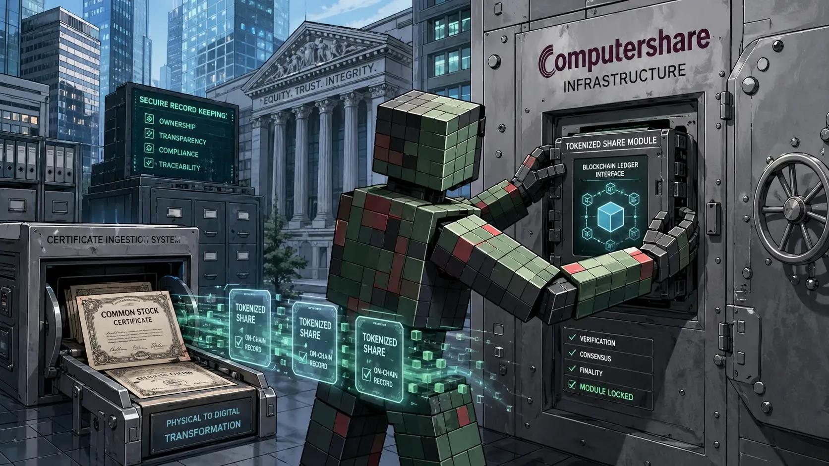 Robot securing digital share module in vault