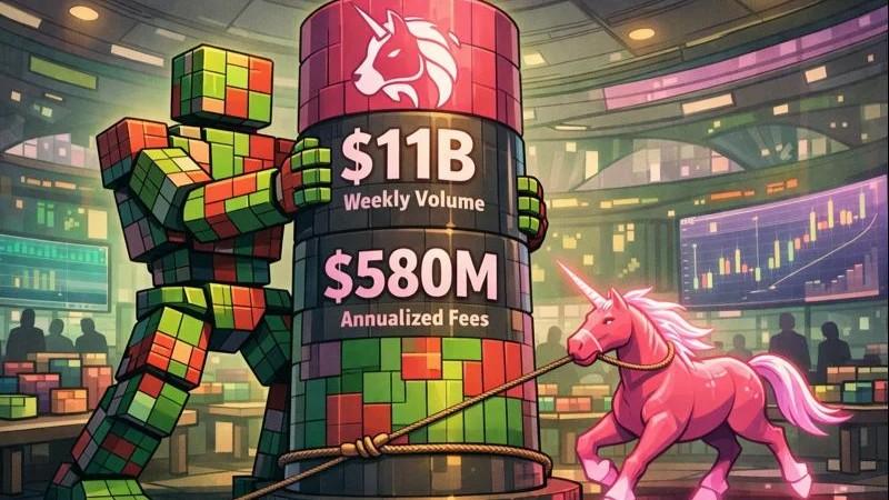Robot steadies UNI volume column amid evolving crypto price environment