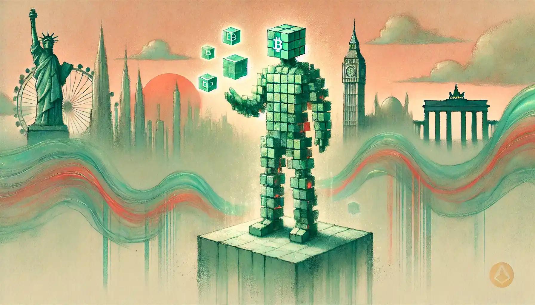 Robot trading tokenized stocks on floating coin market cap device