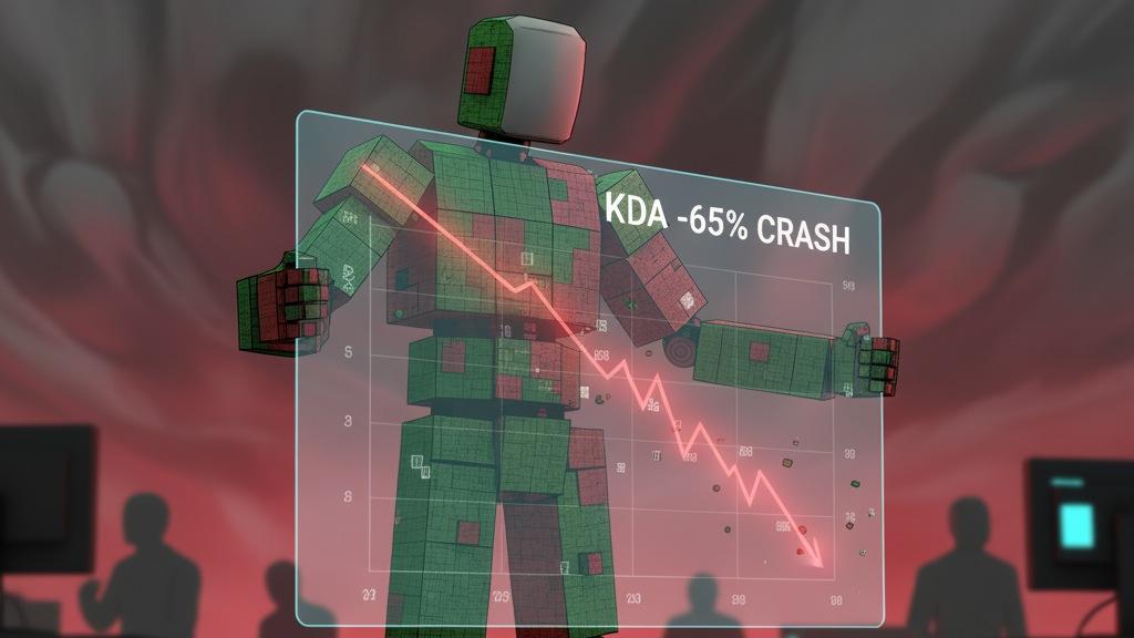 Robot watches KDA token drop on large crypto price index chart