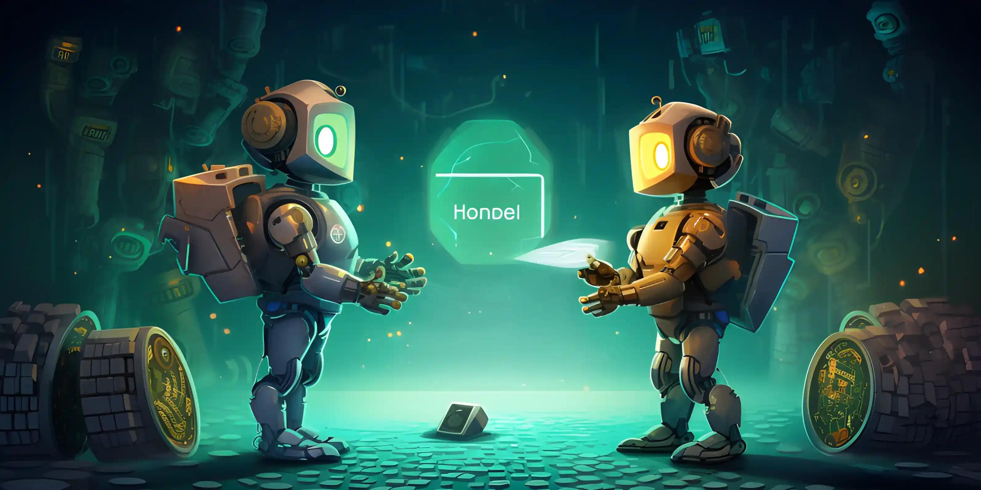 Two robots learning how to transfer crypto from Robinhood to Coinbase